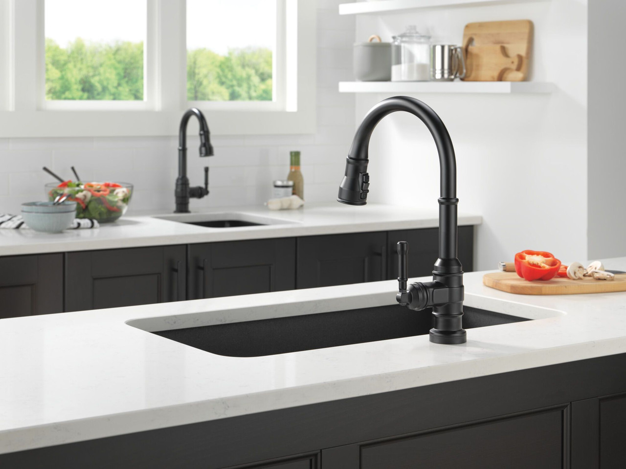 9990-BL-DST Broderick Single Handle Pull Down Bar or Prep Faucet, Matte Black