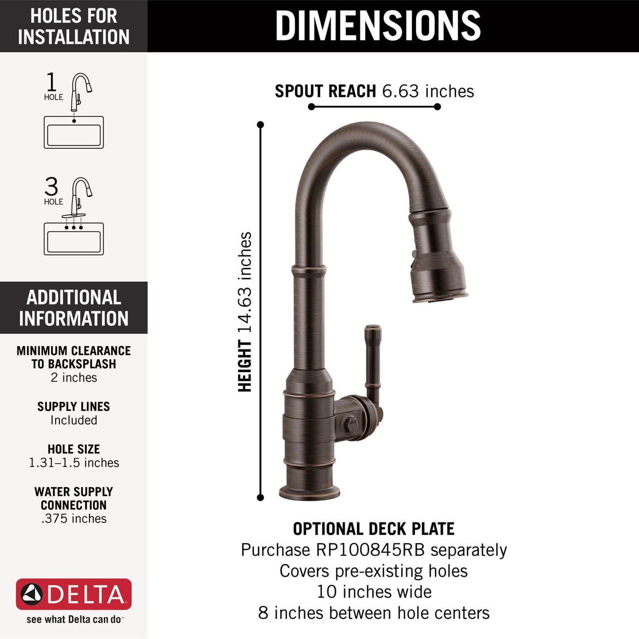 9990-RB-DST Broderick Single Handle Pull Down Bar or Prep Faucet, Venetian Bronze