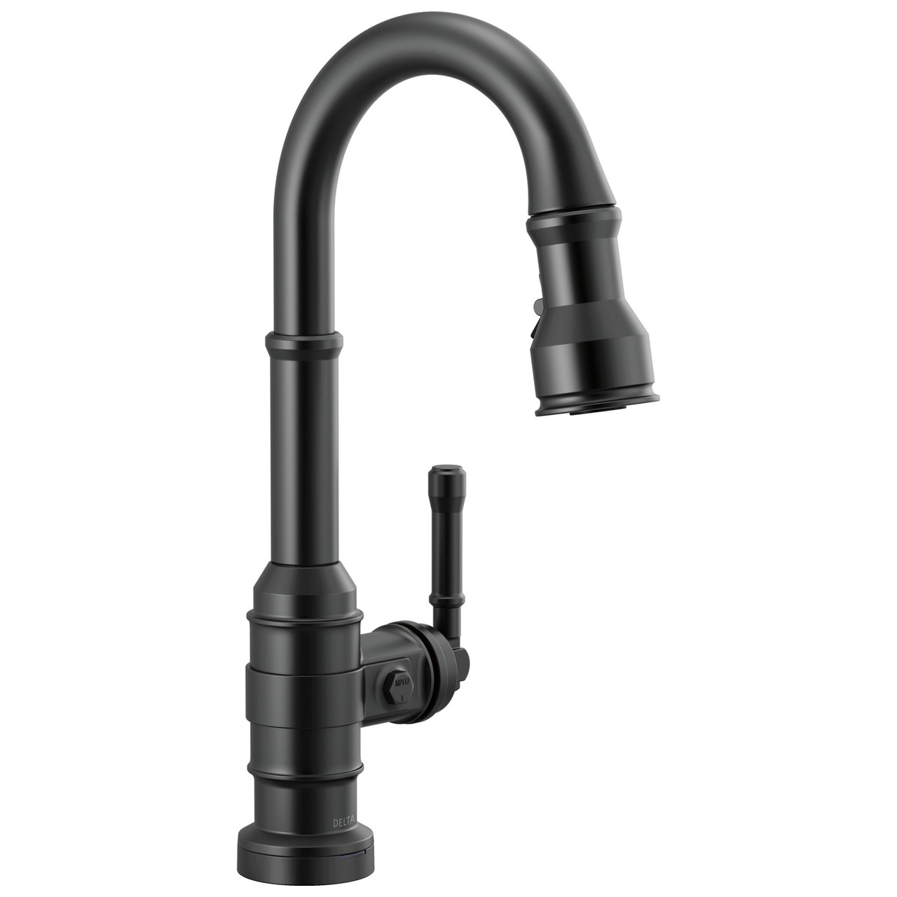 9990T-BL-DST Broderick Single Handle Pull Down Bar or Prep Faucet with Touch2O Technology, Matte Black