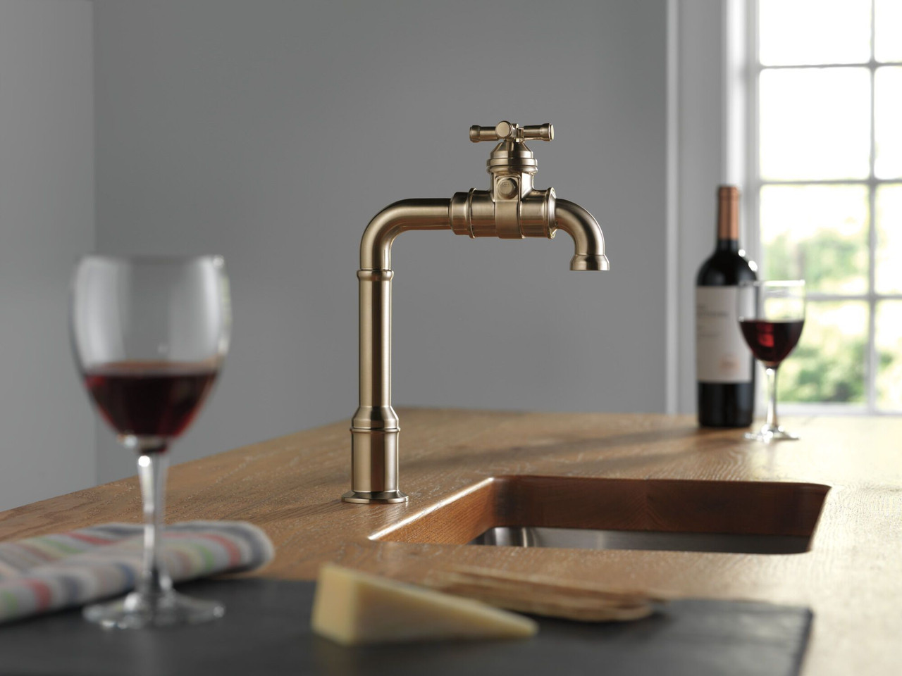 Delta 1990LFC-CZ Broderick True Bar Kitchen Faucet, Champagne Bronze