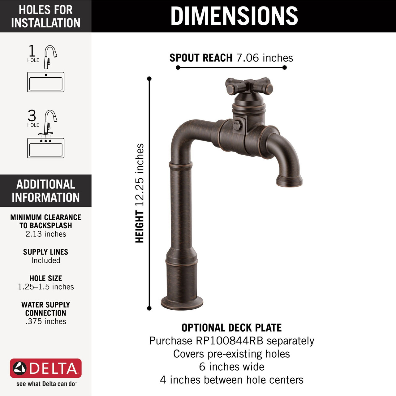 Delta 1990LFC-RB Broderick True Bar Kitchen Faucet, Venetian Bronze