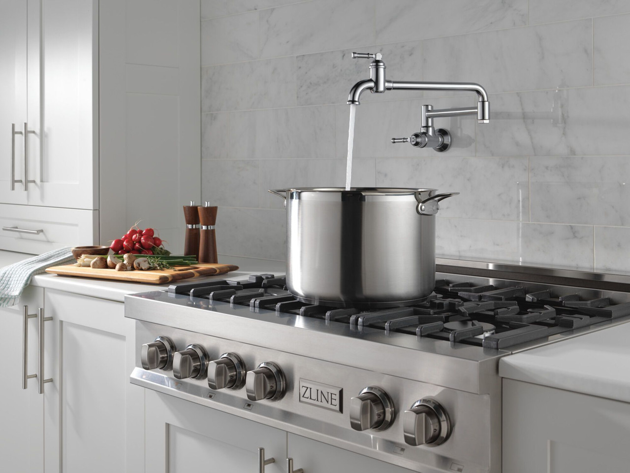 Delta 1190LFL-AR Broderick Wall Mount Pot Filler, Arctic Stainless