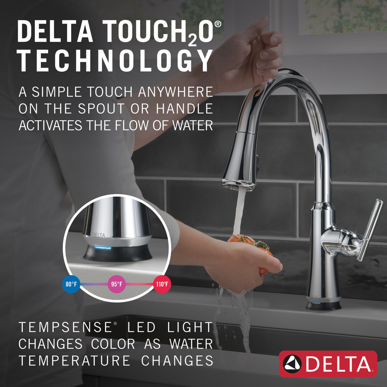 Delta 9179T-DST Coranto Single Handle Pull Down Kitchen Faucet with Touch2O Technology, Chrome