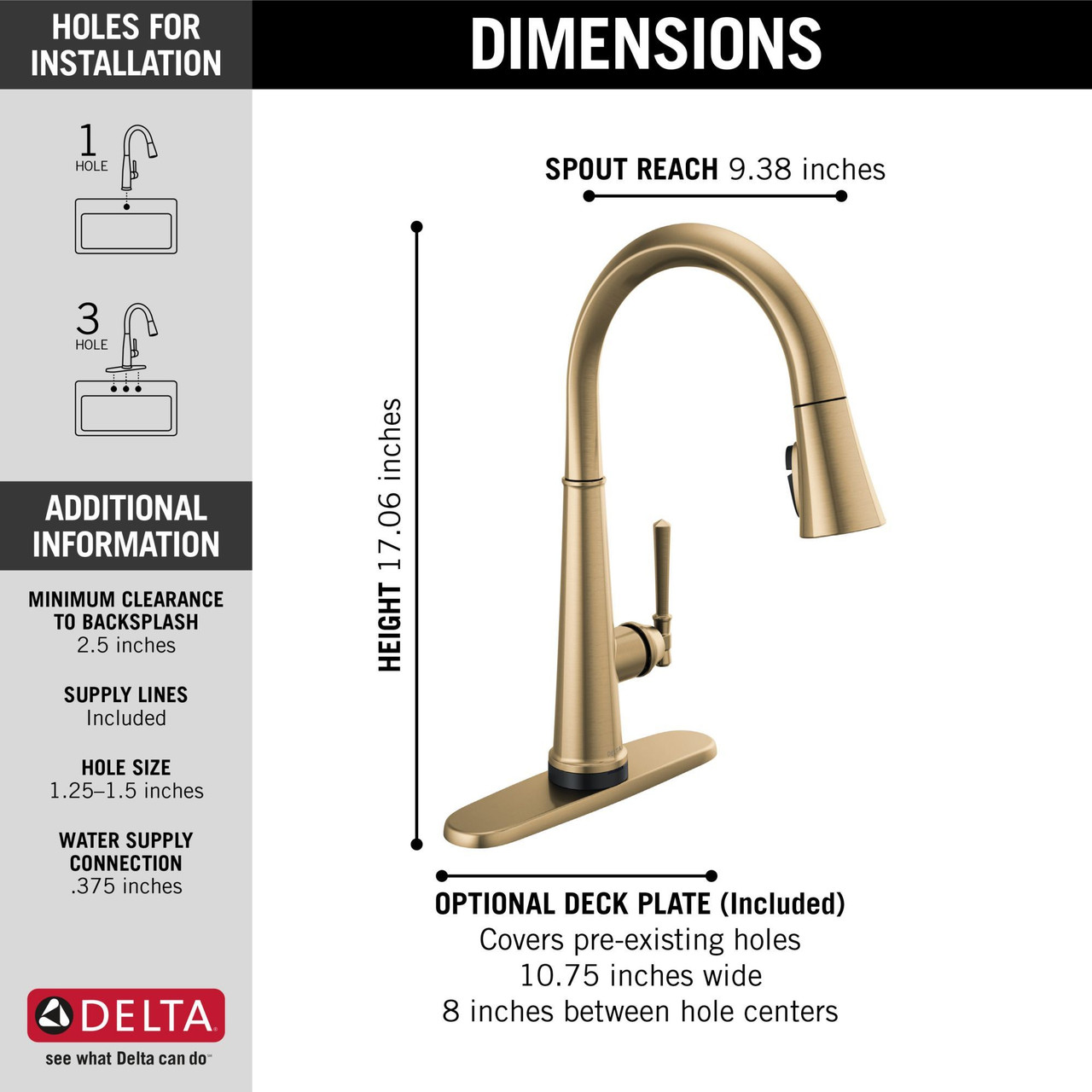 9182T-CZ-PR-DST Emmeline Single Handle Pull Down Kitchen Faucet with Touch2O Technology, Lumicoat Champagne Bronze