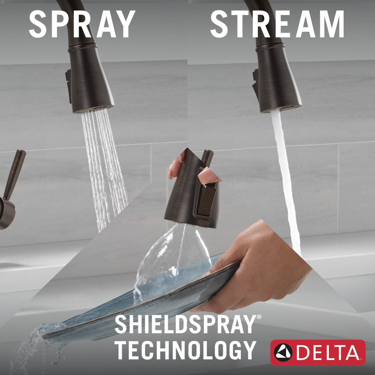 Delta 19831Z-RBSD-DST Hazelwood Single Handle Pull Down Kitchen Faucet with Soap Dispenser and ShieldSpray Technology, Venetian Bronze