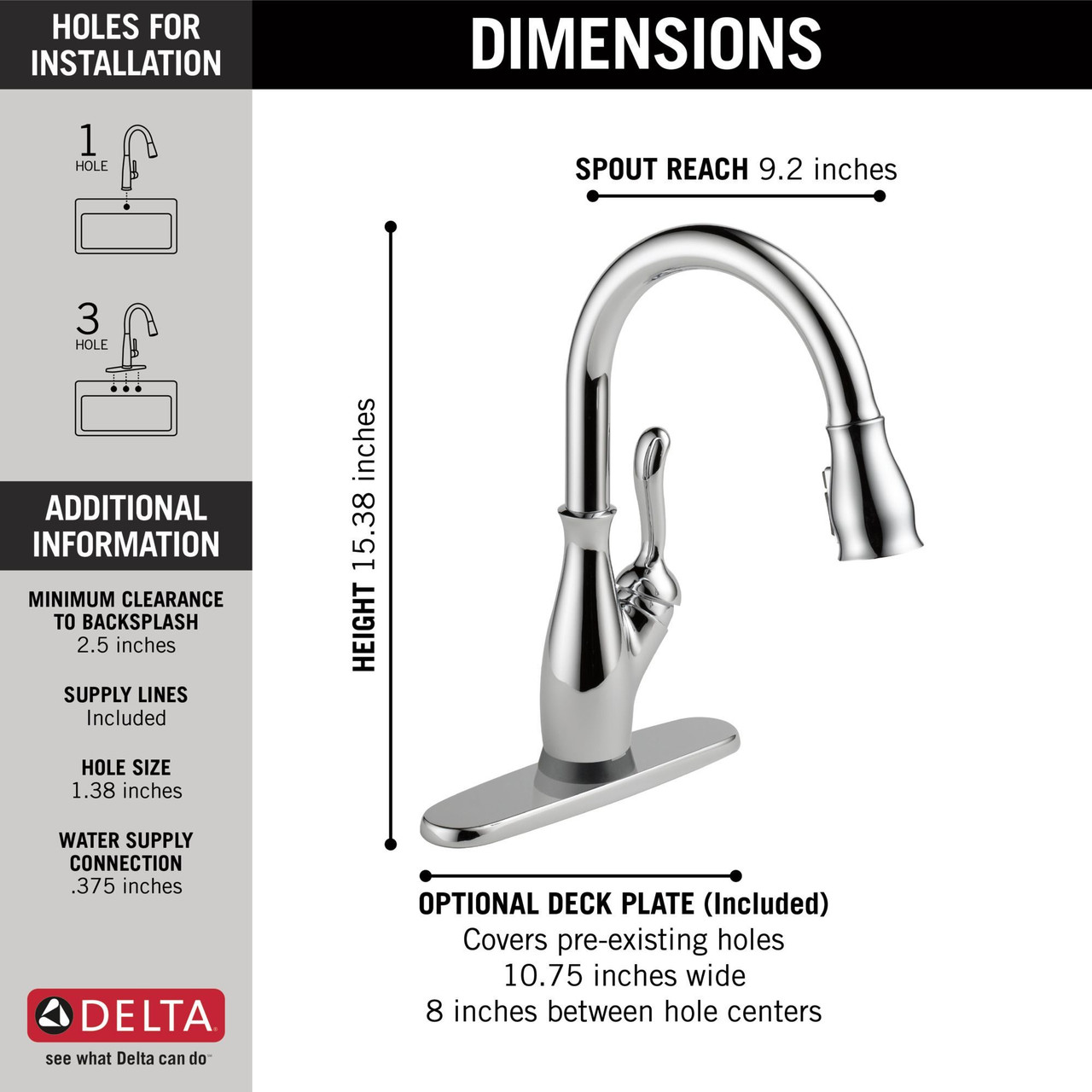 9178TV-DST Leland VoiceIQ Single Handle Pull Down Faucet with Touch2O Technology, Chrome