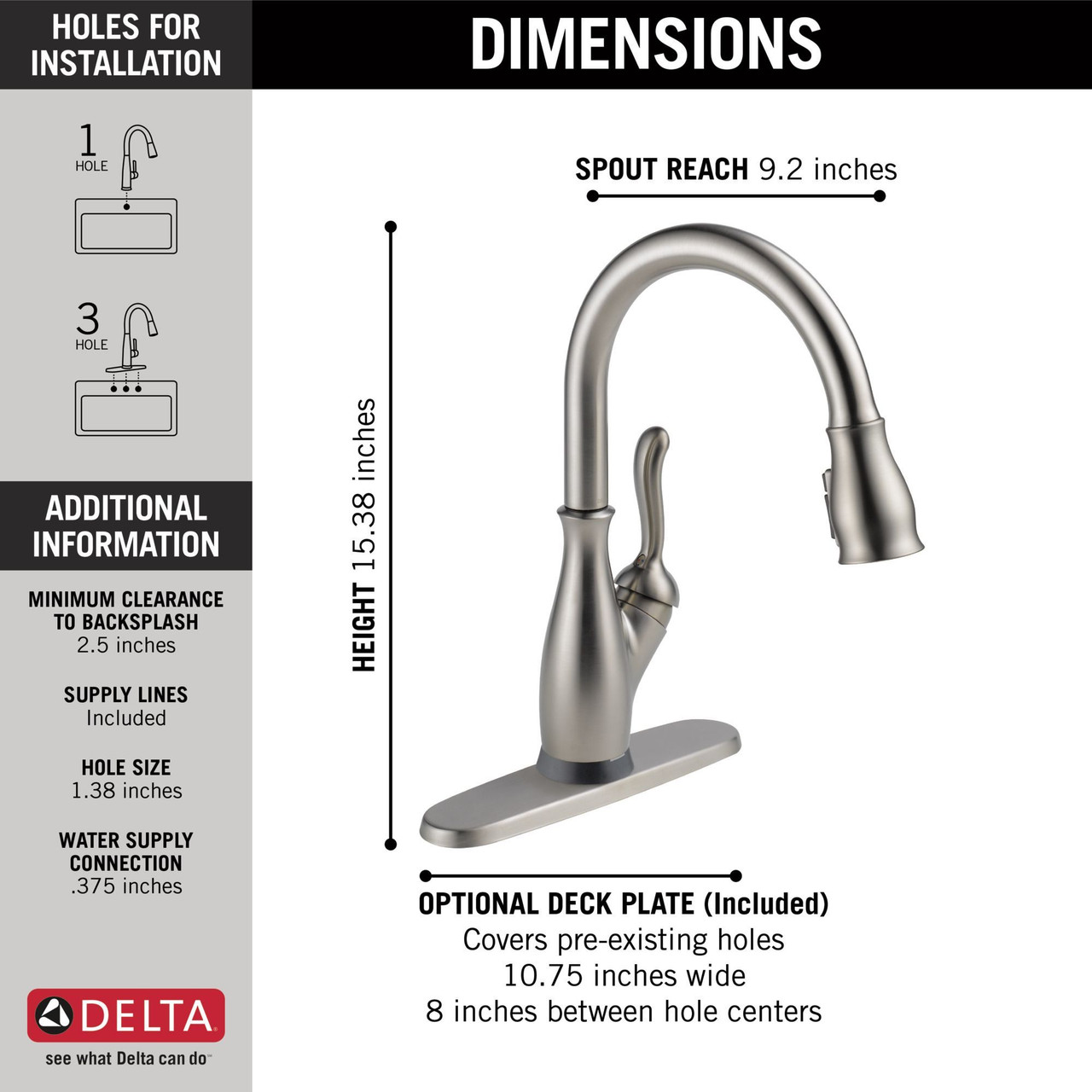 9178TV-SP-DST Leland VoiceIQ Single Handle Pull Down Faucet with Touch2O Technology, Spotshield Stainless
