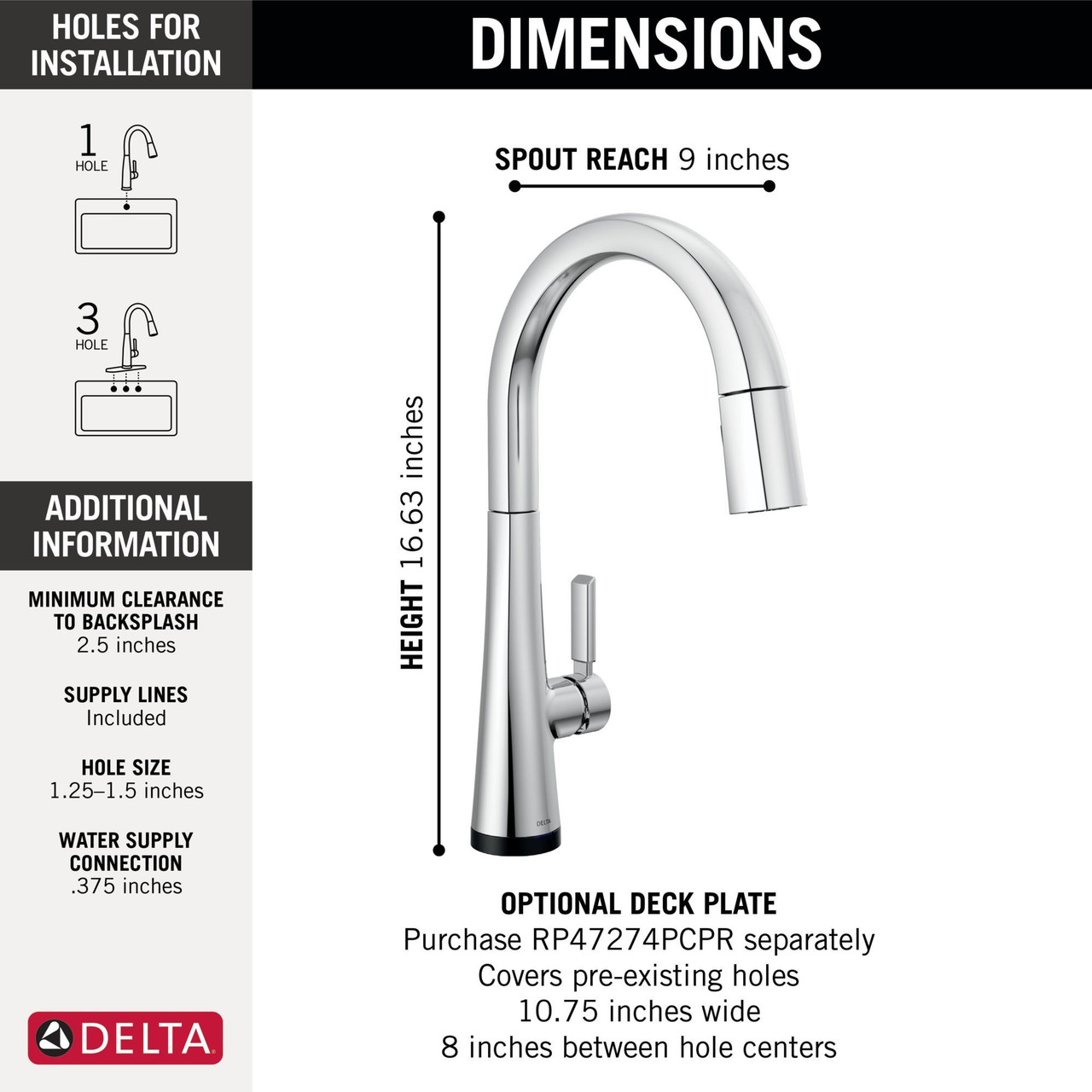 9191T-PR-DST Monrovia Single Handle Pull Down Kitchen Faucet with Touch2O Technology, Lumicoat Chrome