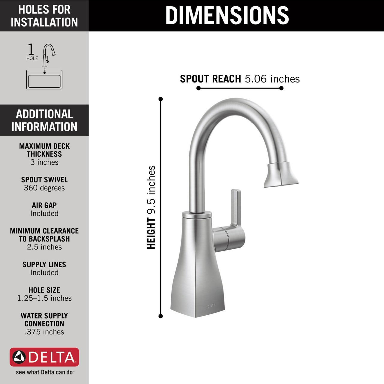 Delta 1940-AR-DST Other Contemporary Square Beverage Faucet, Arctic Stainless