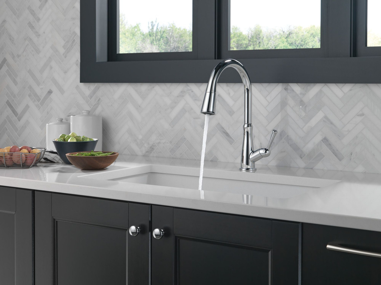 9110-DST Westville Single Handle Pull Down Kitchen Faucet, Chrome