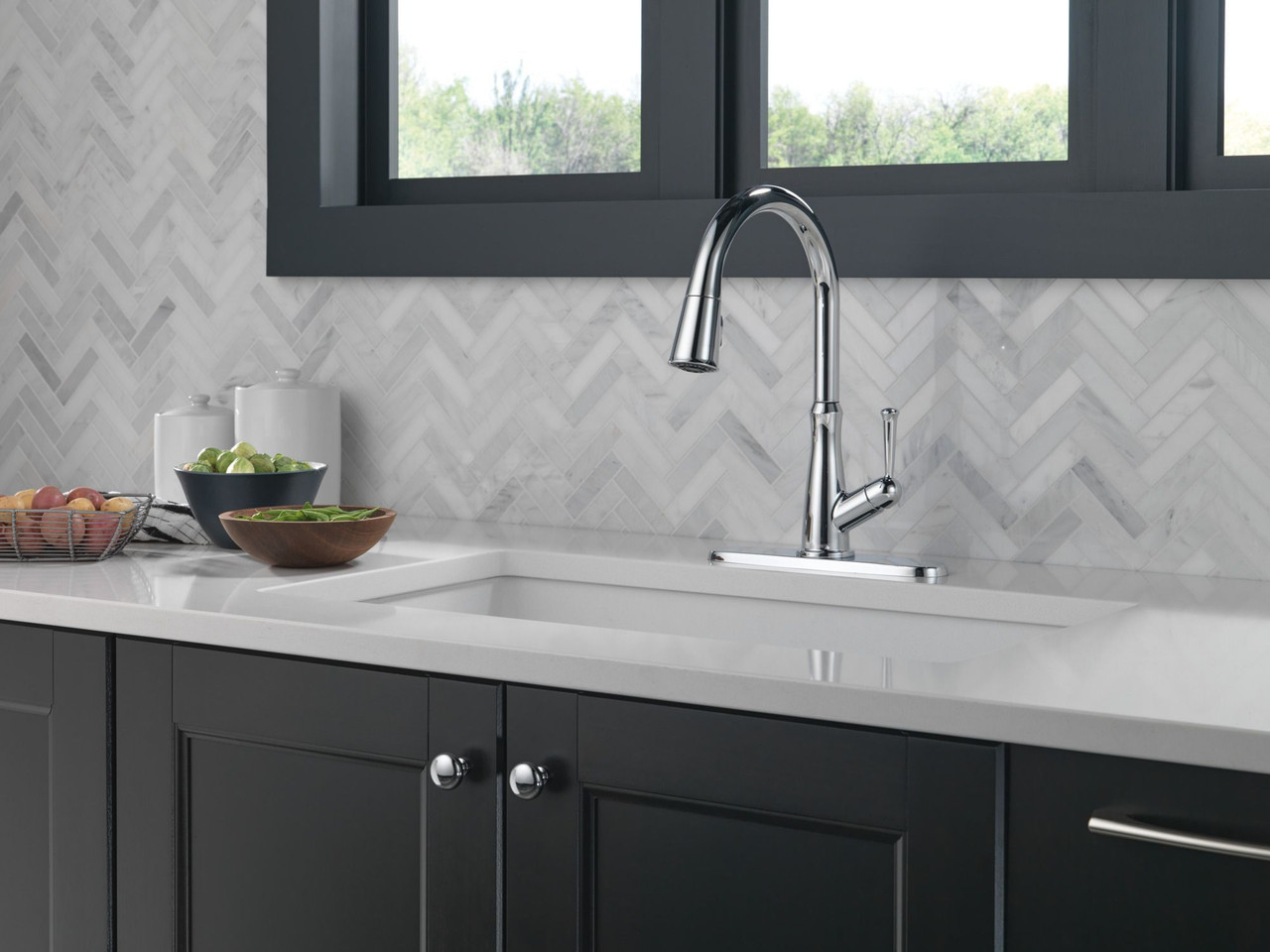 9110-DST Westville Single Handle Pull Down Kitchen Faucet, Chrome