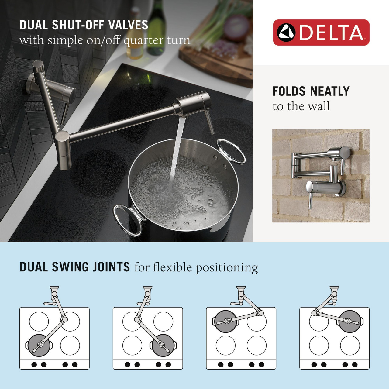 Delta 1165LF-KS Other Contemporary Pot Filler, Black Stainless