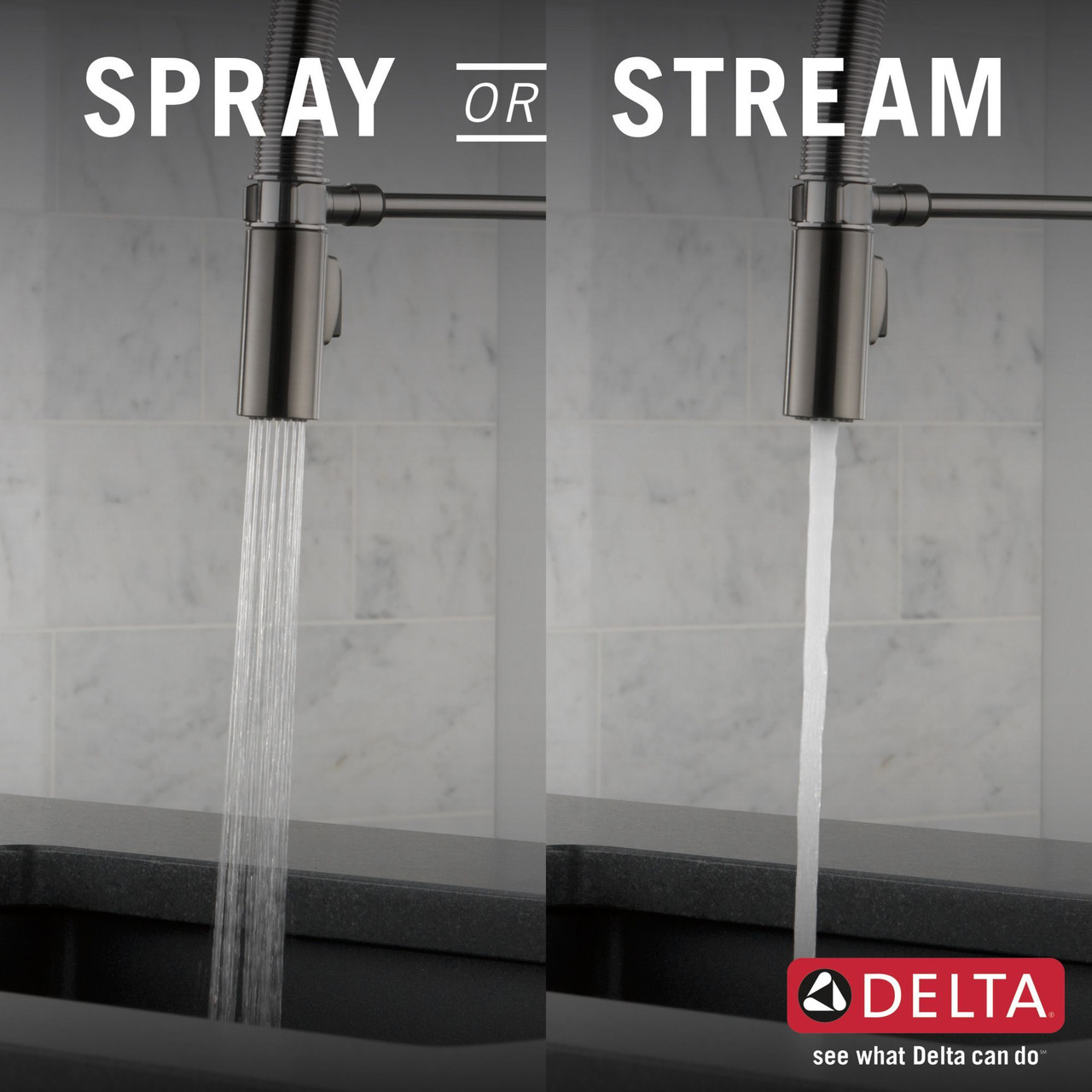 9659-KS-DST Trinsic Single Handle Pull Down Spring Kitchen Faucet, Black Stainless