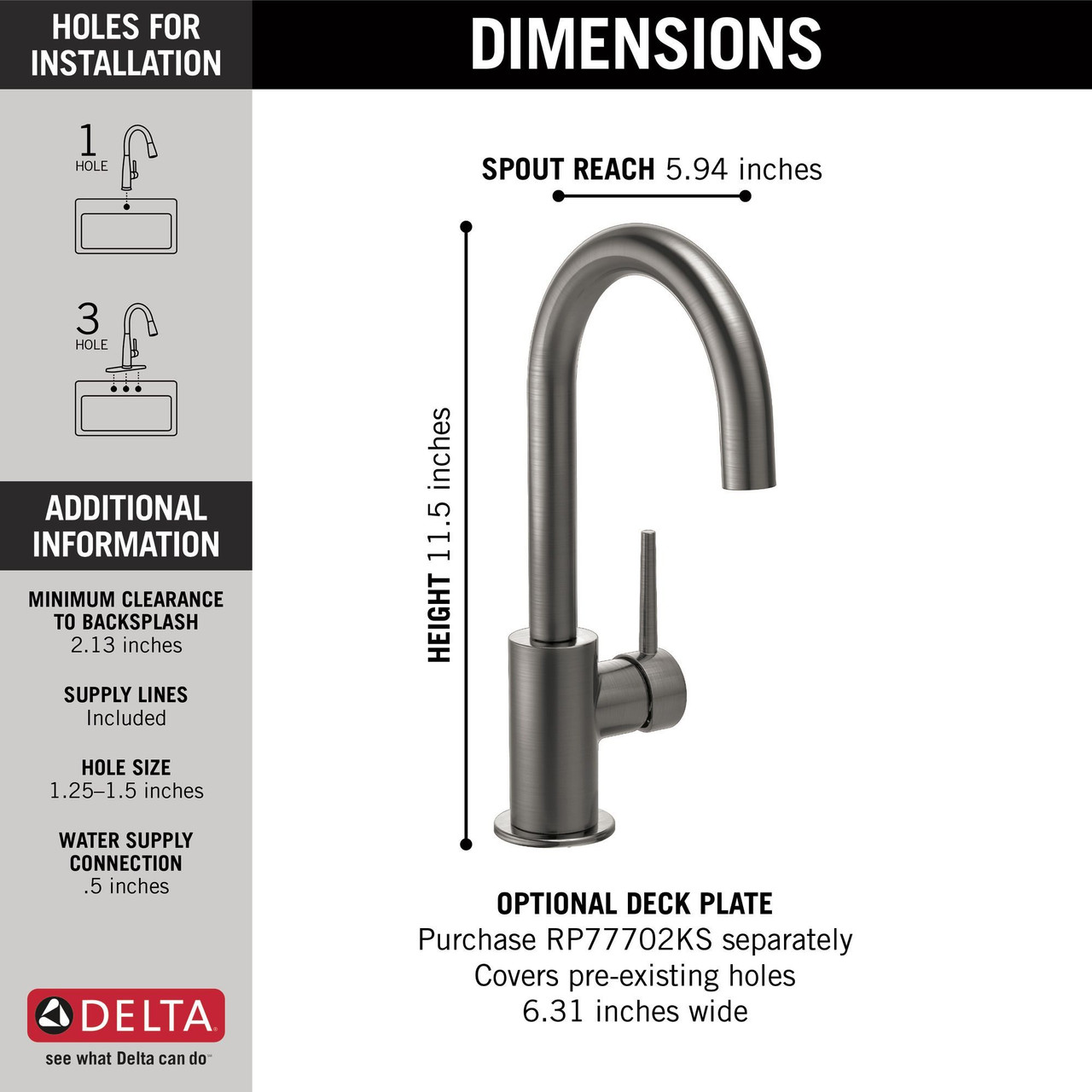 Delta 1959LF-KS Trinsic True Bar Limited Swivel, Black Stainless