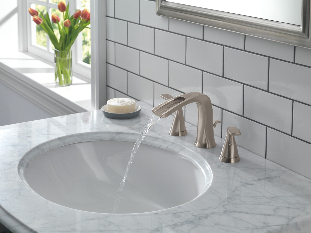 Delta 35724LF-SS-ECO Tolva Two Handle Widespread Bathroom Faucet, Stainless