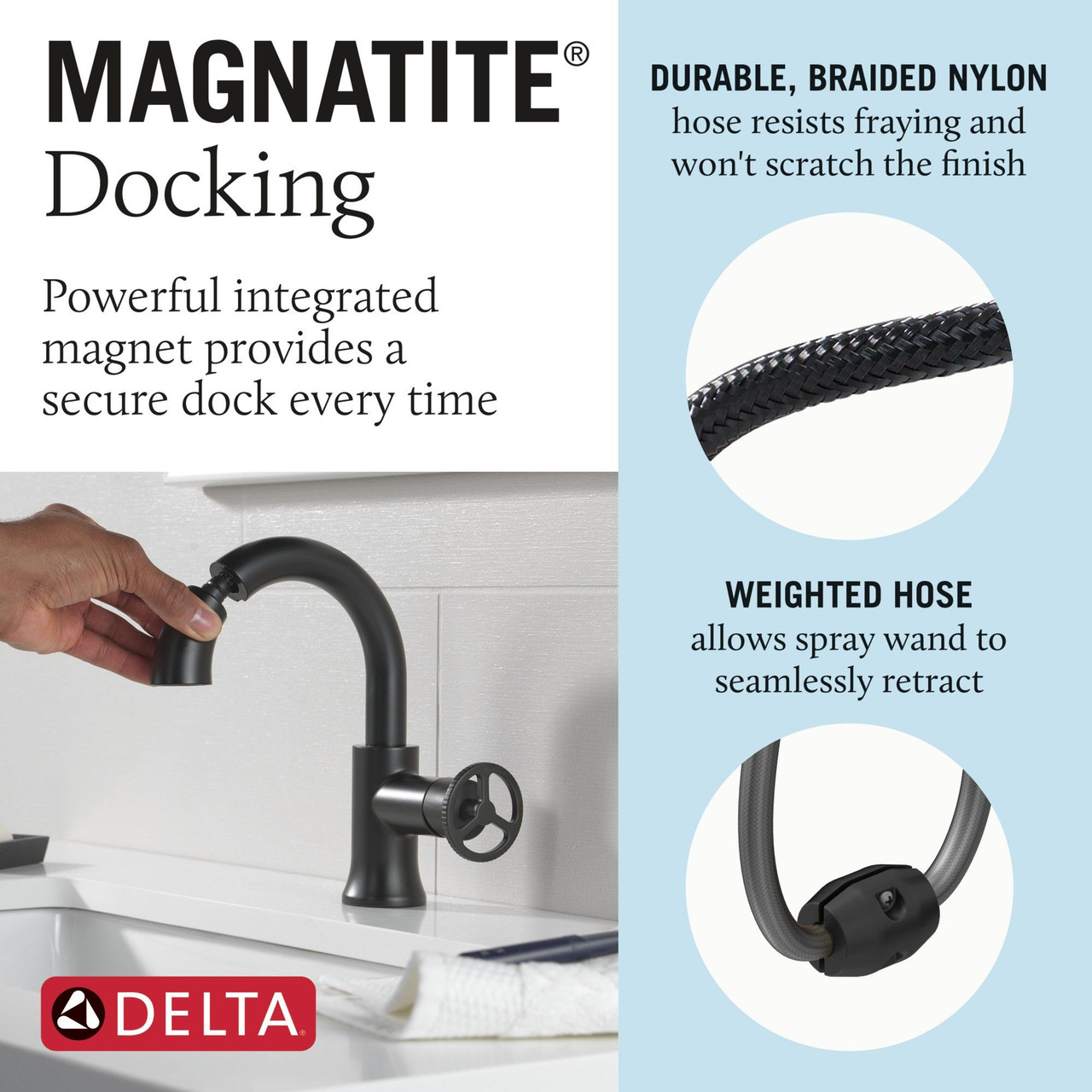 Delta 558HAR-BLPD-DST Trinsic Single Handle Pull Down Bathroom Faucet, Matte Black