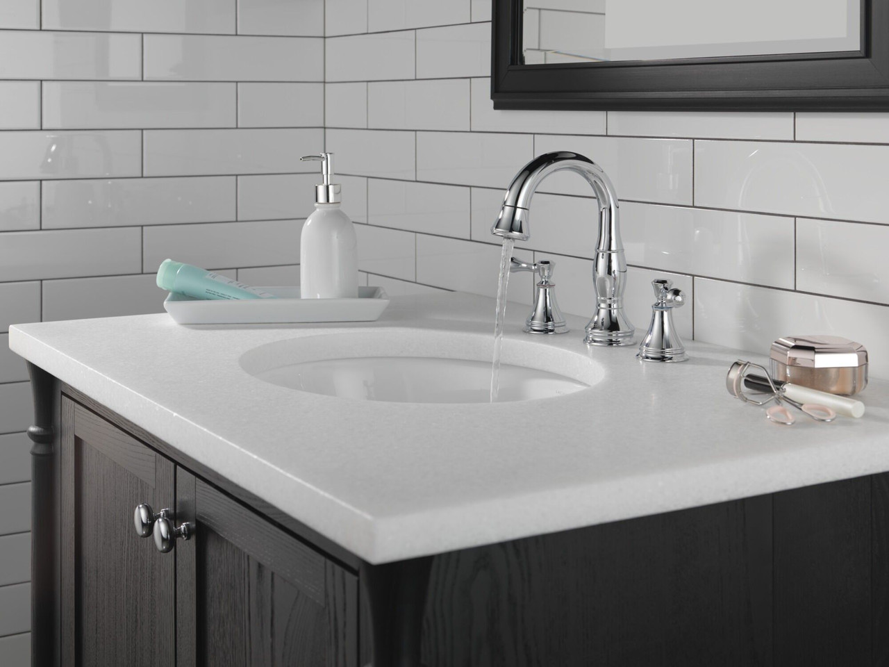 Delta 3597-PD-DST Cassidy Two Handle Widespread Pull Down Bathroom Faucet, Chrome