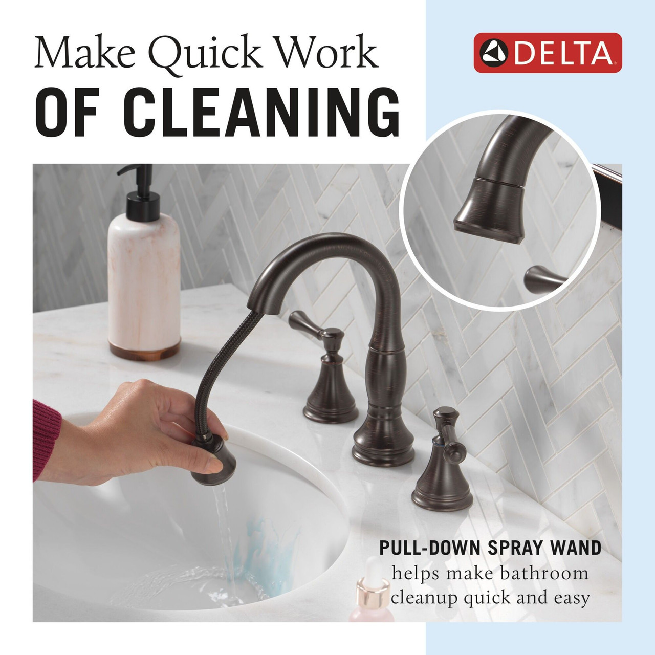 Delta 3597-RBPD-DST Cassidy Two Handle Widespread Pull Down Bathroom Faucet, Venetian Bronze