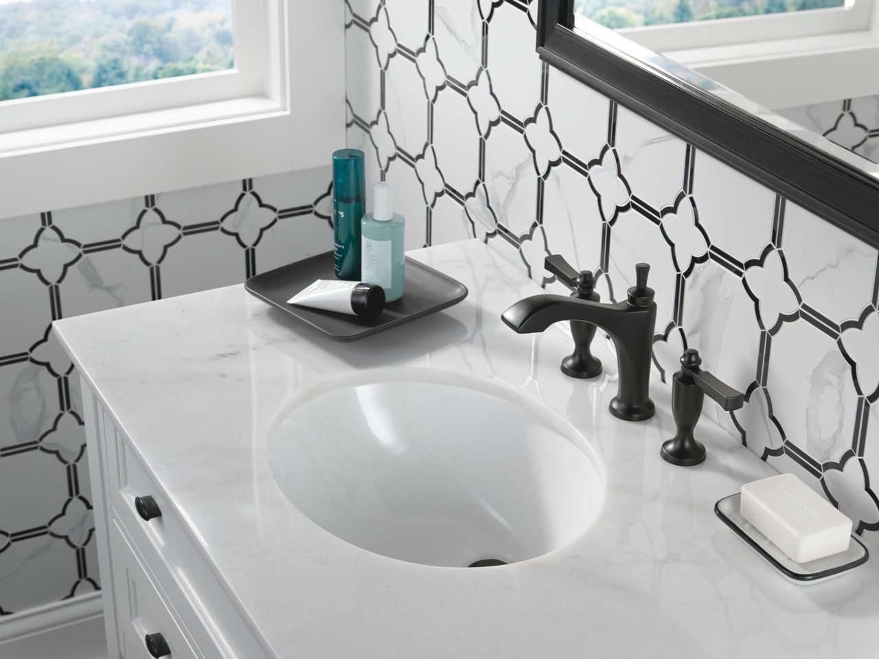 Delta 3556-BLMPU-DST Dorval Two Handle Widespread Bathroom Faucet, Matte Black