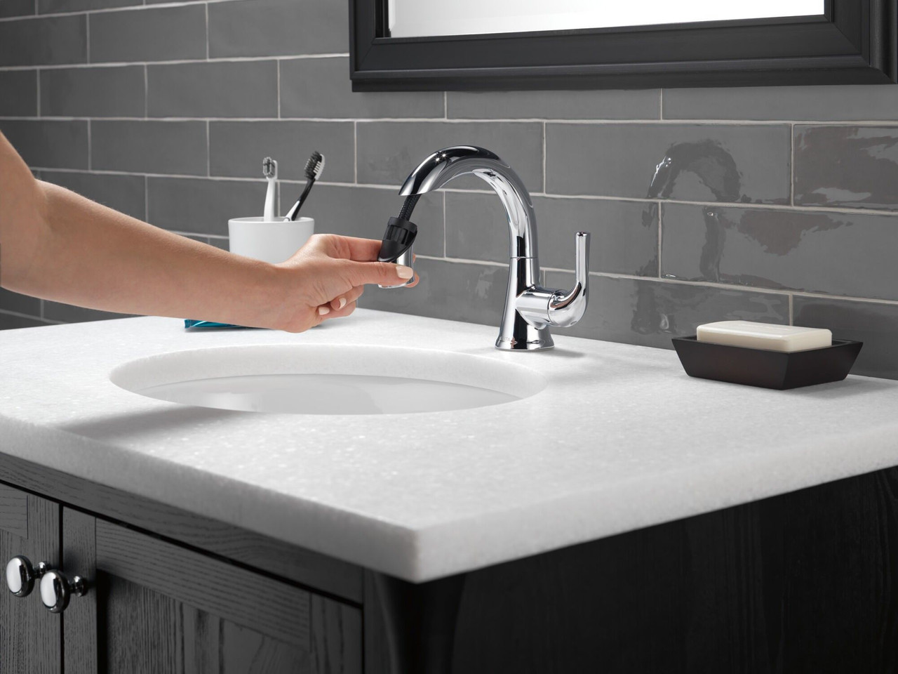Delta 533LF-PDMPU Kayra Single Handle Pull Down Bathroom Faucet, Chrome