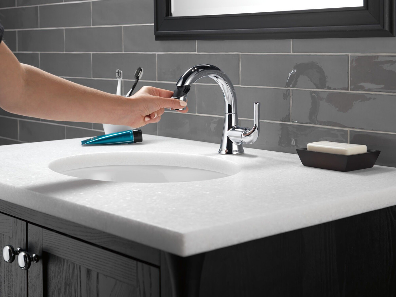 Delta 533LF-PDMPU Kayra Single Handle Pull Down Bathroom Faucet, Chrome