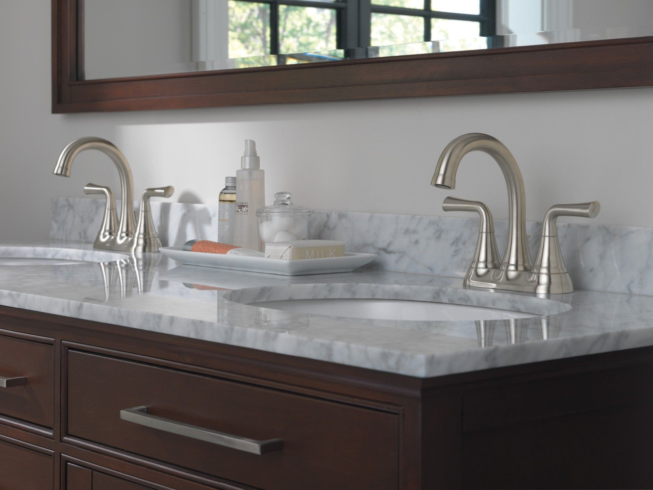 Delta 2533LF-SSTP Kayra Two Handle Tract Pack Centerset Bathroom Faucet, Stainless