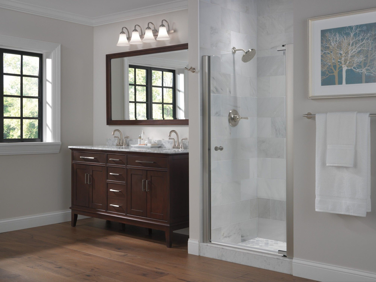 Delta 2533LF-SSTP Kayra Two Handle Tract Pack Centerset Bathroom Faucet, Stainless