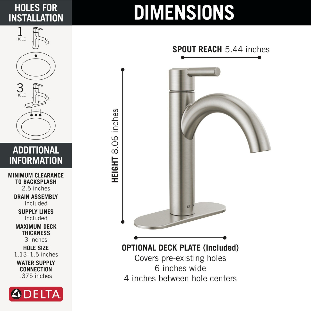 Delta 15749LF-SS Nicoli Single Handle Bathroom Faucet, Stainless