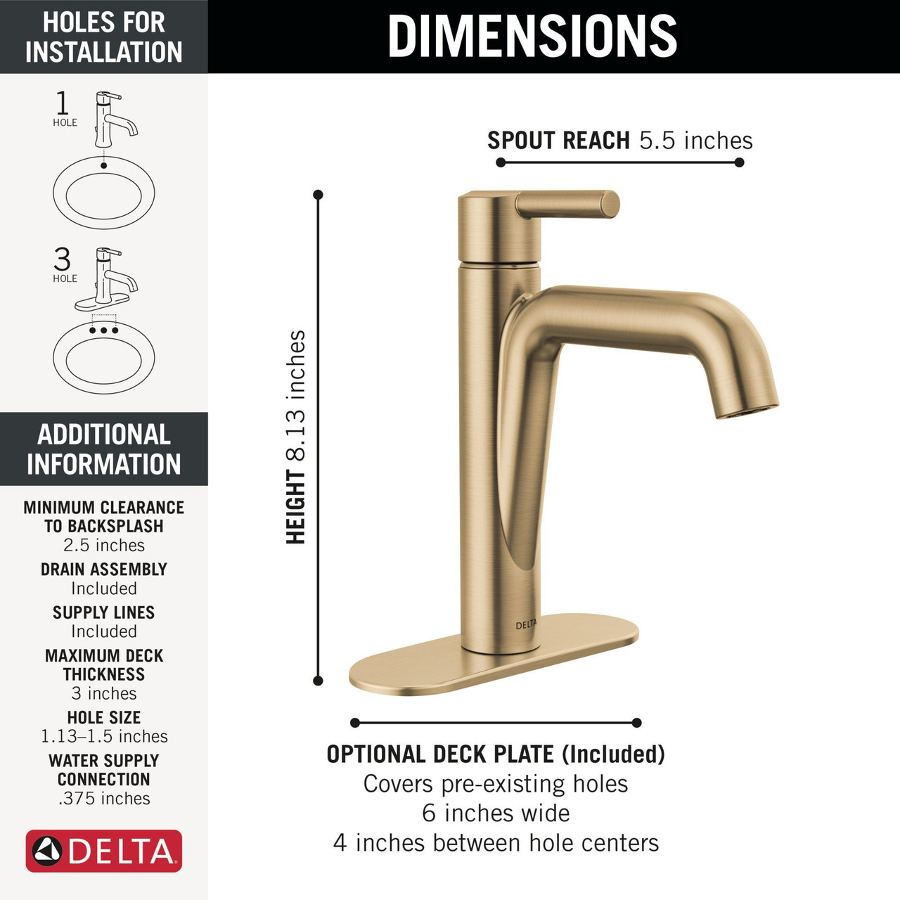 Delta 15849LF-CZ Nicoli Single Handle Bathroom Faucet, Champagne Bronze