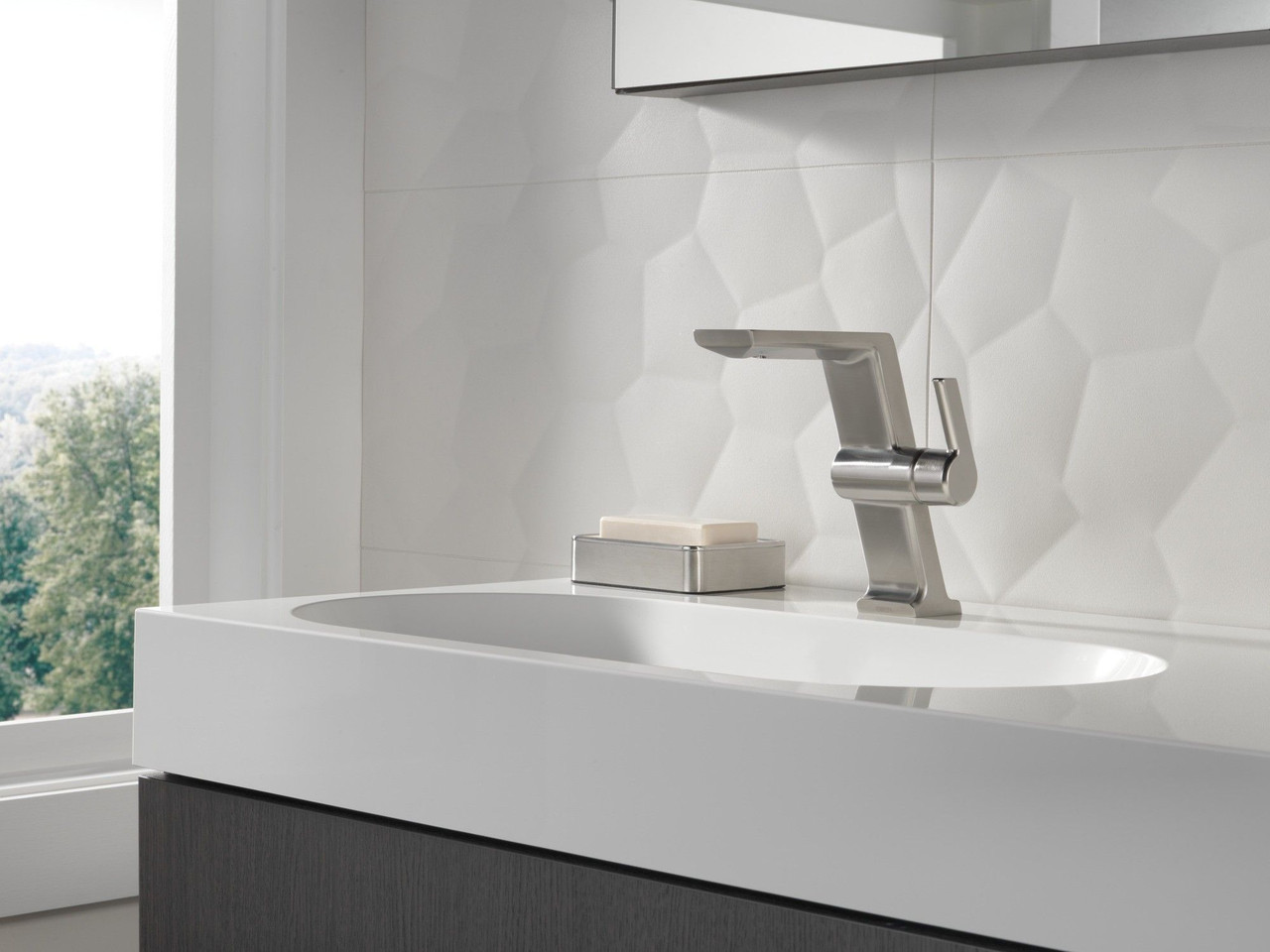 699-SS-PR-DST Pivotal Single Handle Mid-Height Vessel Bathroom Faucet, Lumicoat Stainless