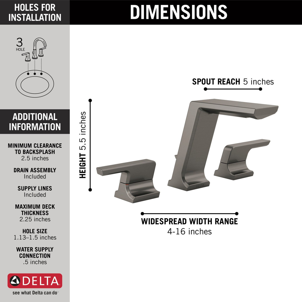 3599LF-KS-PR-MPU Pivotal Two Handle Widespread Bathroom Faucet, Lumicoat Black Stainless