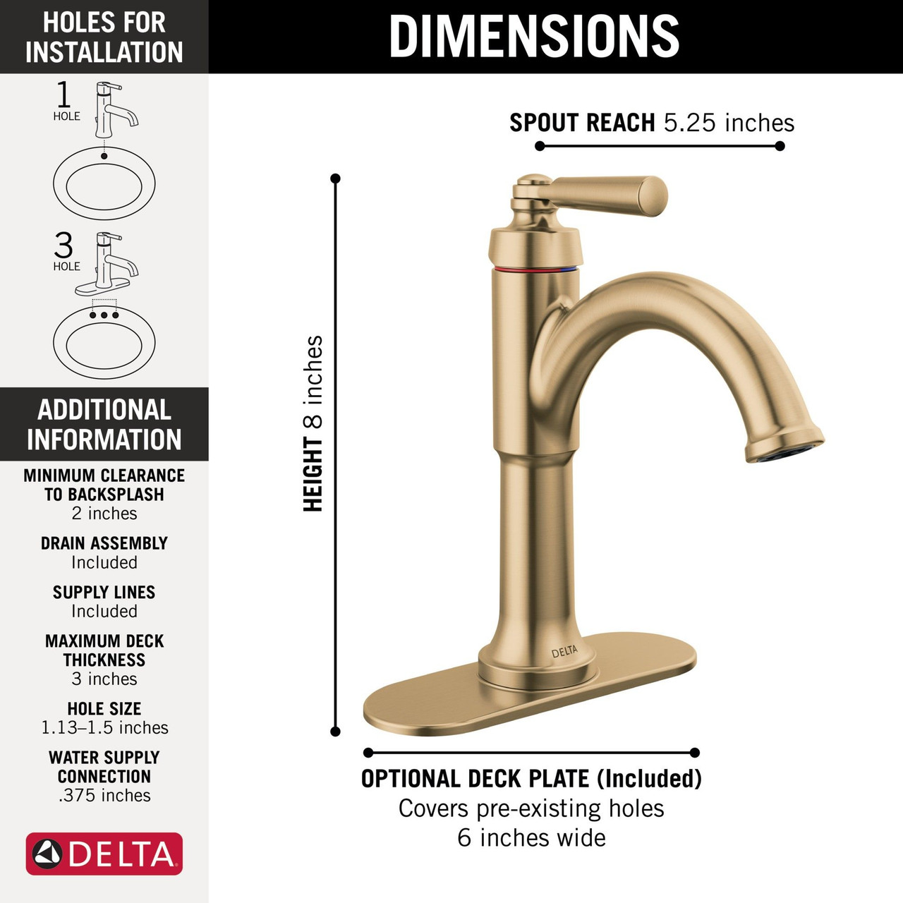 Delta 535-CZMPU-DST SAYLOR Single Handle Bathroom Faucet, Champagne Bronze