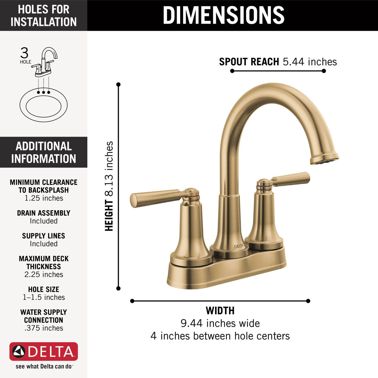 Delta 2535-CZMPU-DST SAYLOR Two Handle Centerset Bathroom Faucet, Champagne Bronze