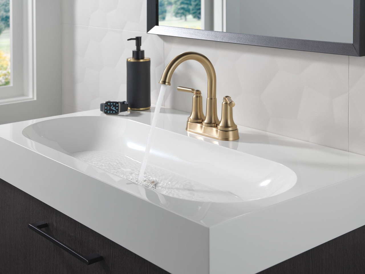2535-CZMPU-DST SAYLOR Two Handle Centerset Bathroom Faucet, Champagne Bronze