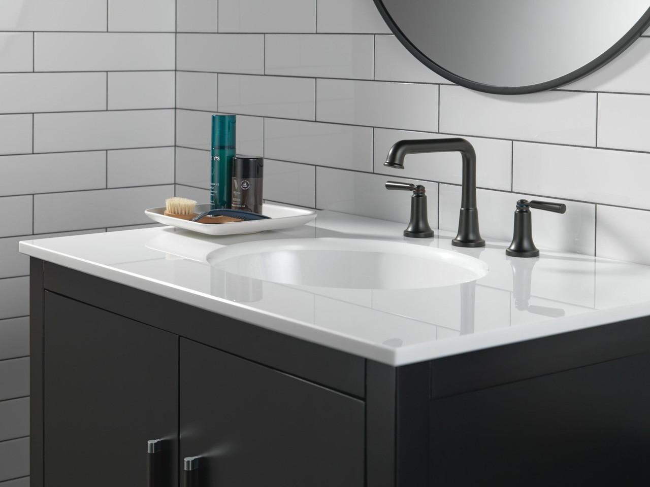 Delta 3536-BLMPU-DST SAYLOR Two Handle Widespread Bathroom Faucet, Matte Black