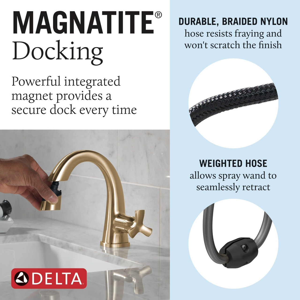 5776-CZPD-PR-DST Stryke Single Handle Pull Down Bathroom Faucet, Lumicoat Champagne Bronze