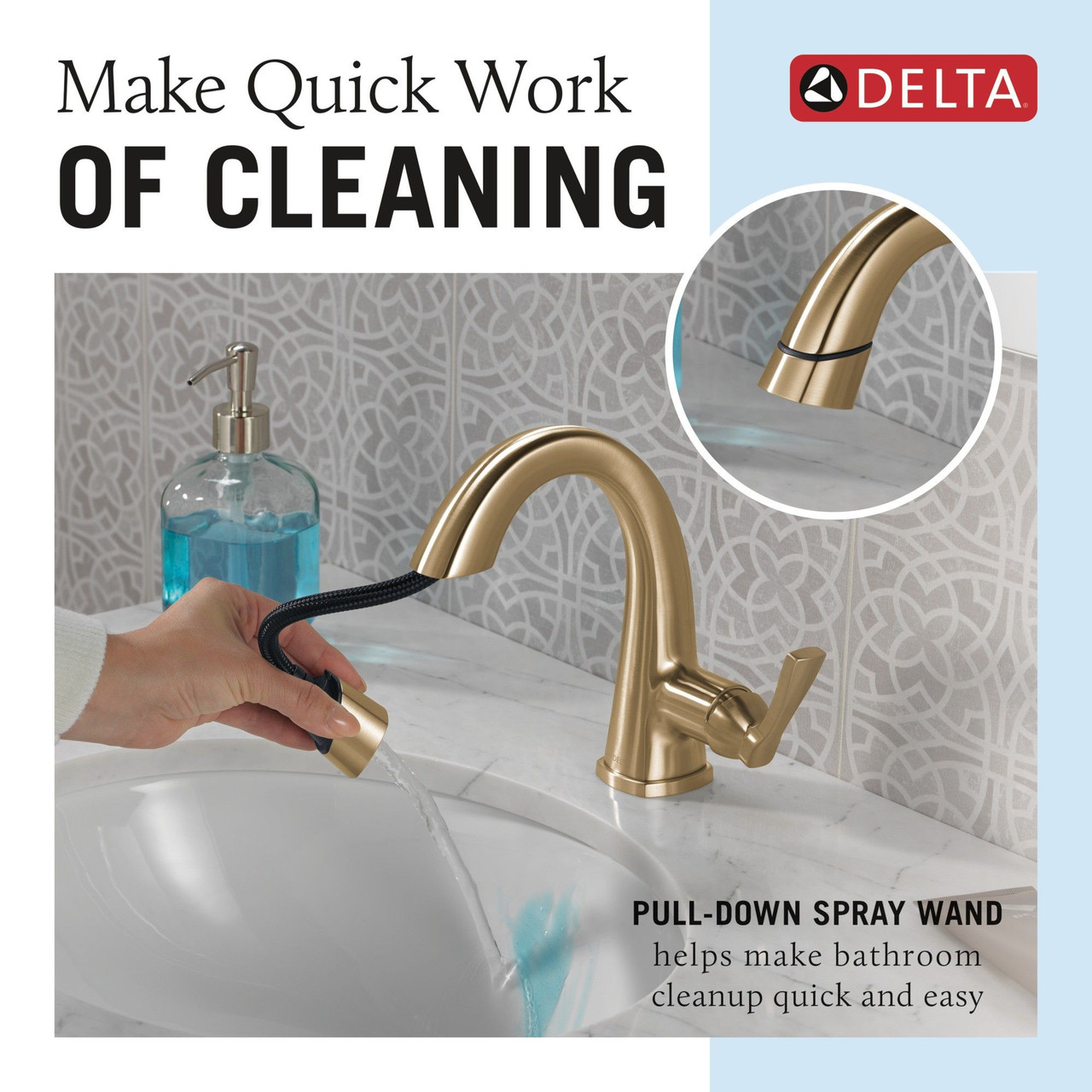 Delta 577-CZPD-PR-DST Stryke Single Handle Pull Down Bathroom Faucet, Lumicoat Champagne Bronze
