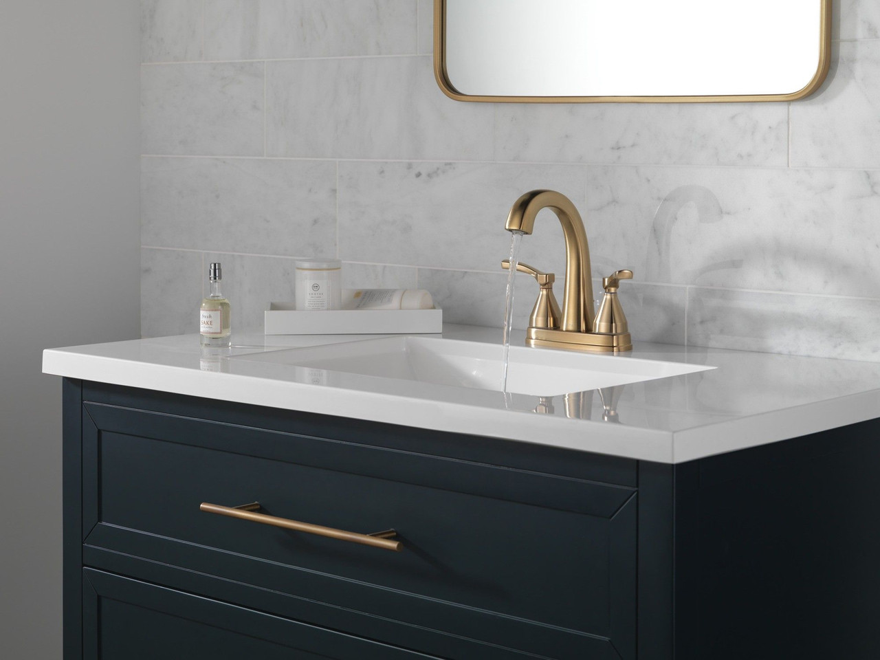 25775-CZMPU-DST Stryke Two Handle Centerset Bathroom Faucet, Champagne Bronze