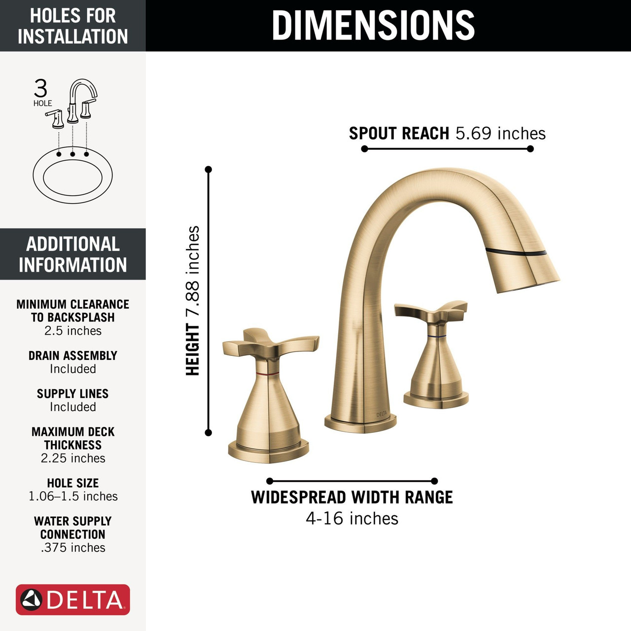 357756-CZPD-PR-DST Stryke Two Handle Widespread Pull Down Bathroom Faucet, Lumicoat Champagne Bronze
