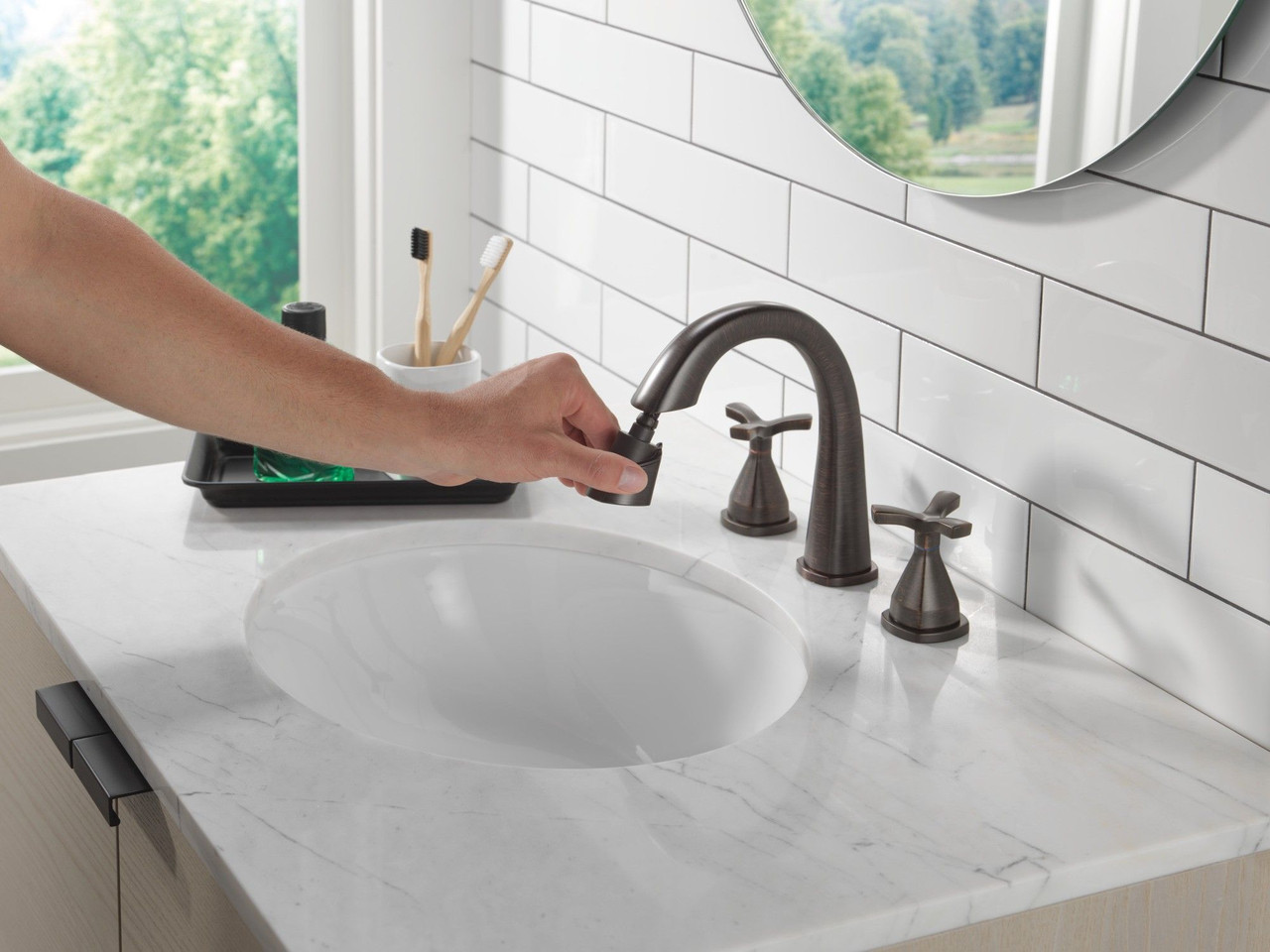 357756-RBPD-DST Stryke Two Handle Widespread Pull Down Bathroom Faucet, Venetian Bronze