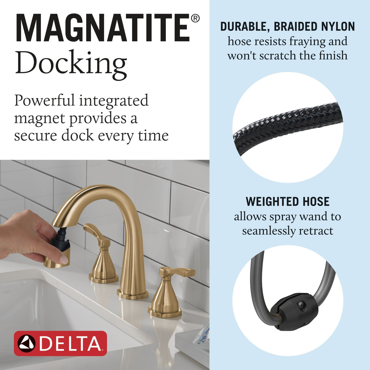 Delta 35775-CZPD-PR-DST Stryke Two Handle Widespread Pull Down Bathroom Faucet, Lumicoat Champagne Bronze