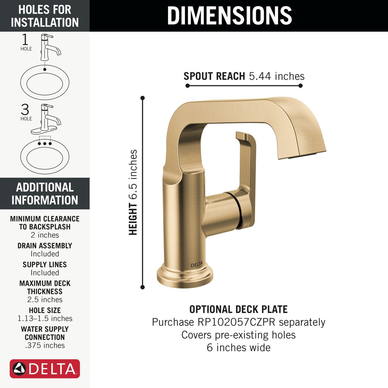 589SH-CZ-PR-DST Tetra Single Handle Bathroom Faucet, Lumicoat Champagne Bronze