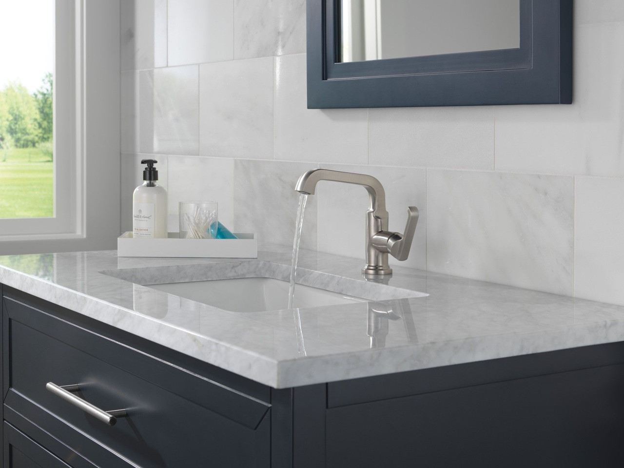 589SH-SS-PR-DST Tetra Single Handle Bathroom Faucet, Lumicoat Stainless