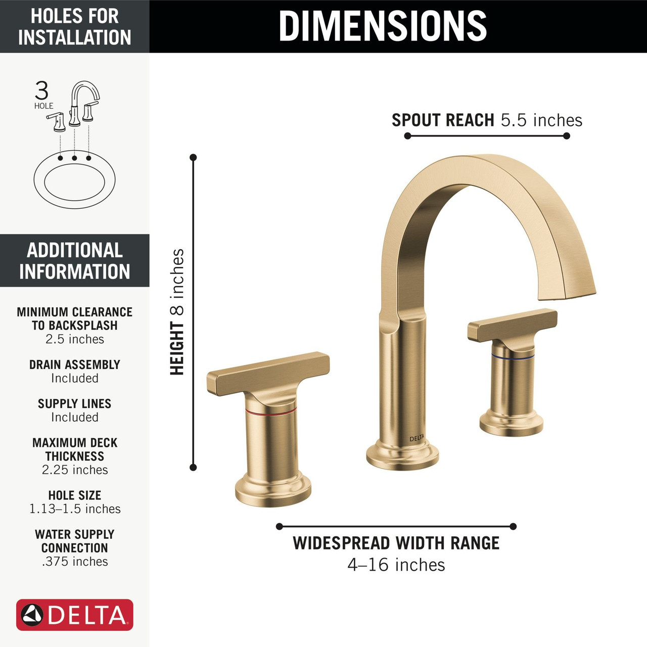 355887-CZ-PR-DST Tetra Two Handle Widespread Bathroom Faucet, Lumicoat Champagne Bronze