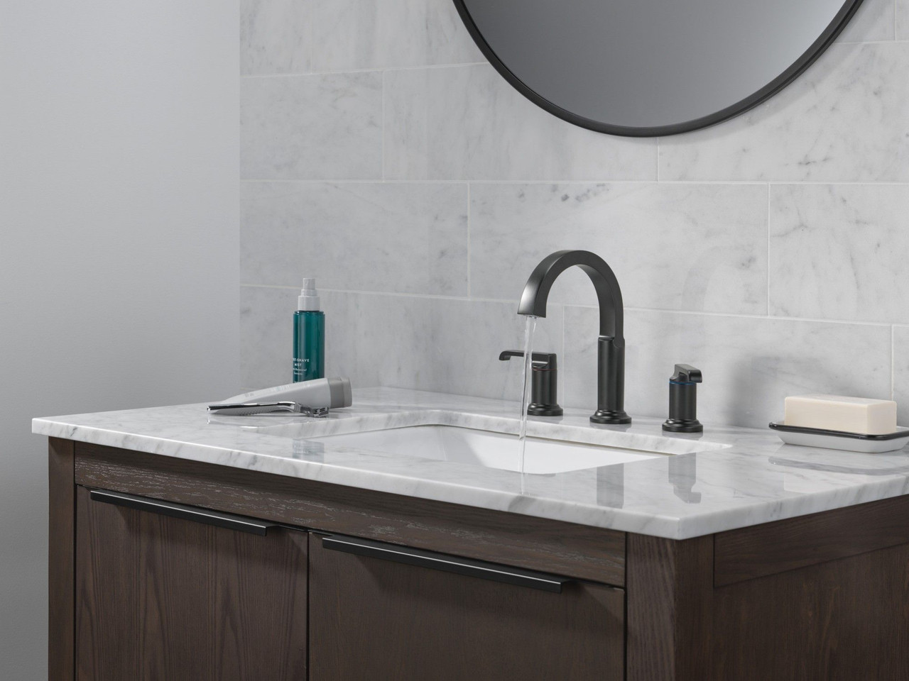 Delta 35588-BL-DST Tetra Two Handle Widespread Bathroom Faucet, Matte Black