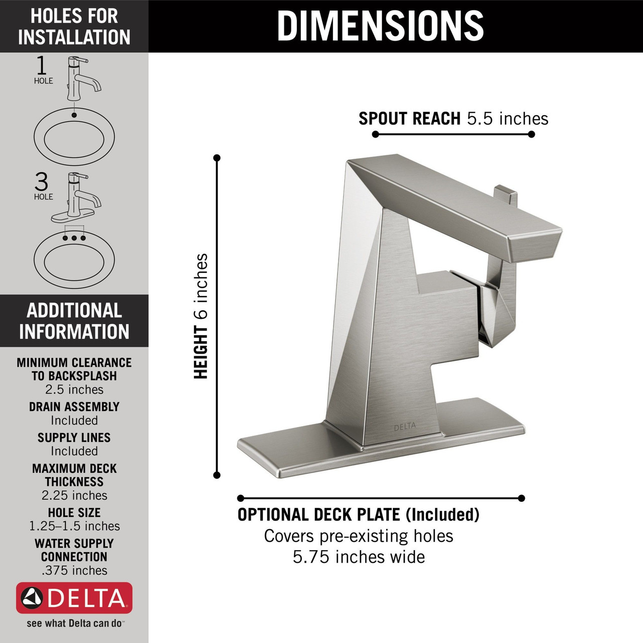 Delta 543-SS-PR-MPU-DST Trillian Single Handle Bathroom Faucet, Lumicoat Stainless