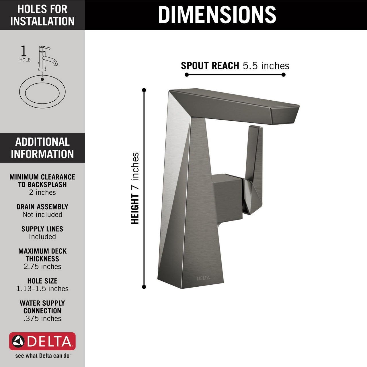 643-KS-PR-DST Trillian Single Handle Mid-Height Bathroom Faucet, Lumicoat Black Stainless