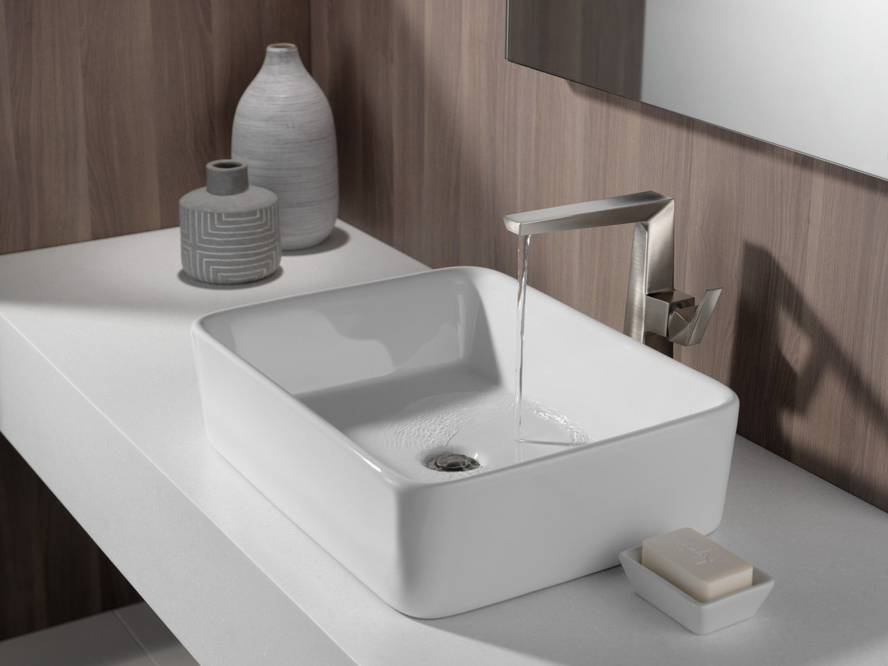 743-SS-PR-DST Trillian Single Handle Vessel Bathroom Faucet, Lumicoat Stainless