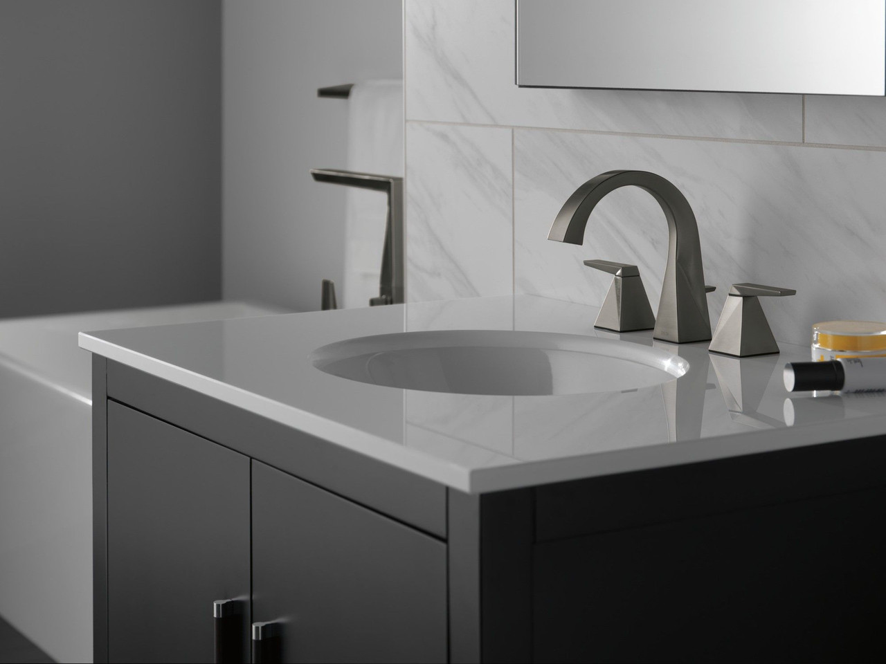 35546-KS-PR-MPU-DST Trillian Two Handle Widespread Bathroom Faucet, Lumicoat Black Stainless