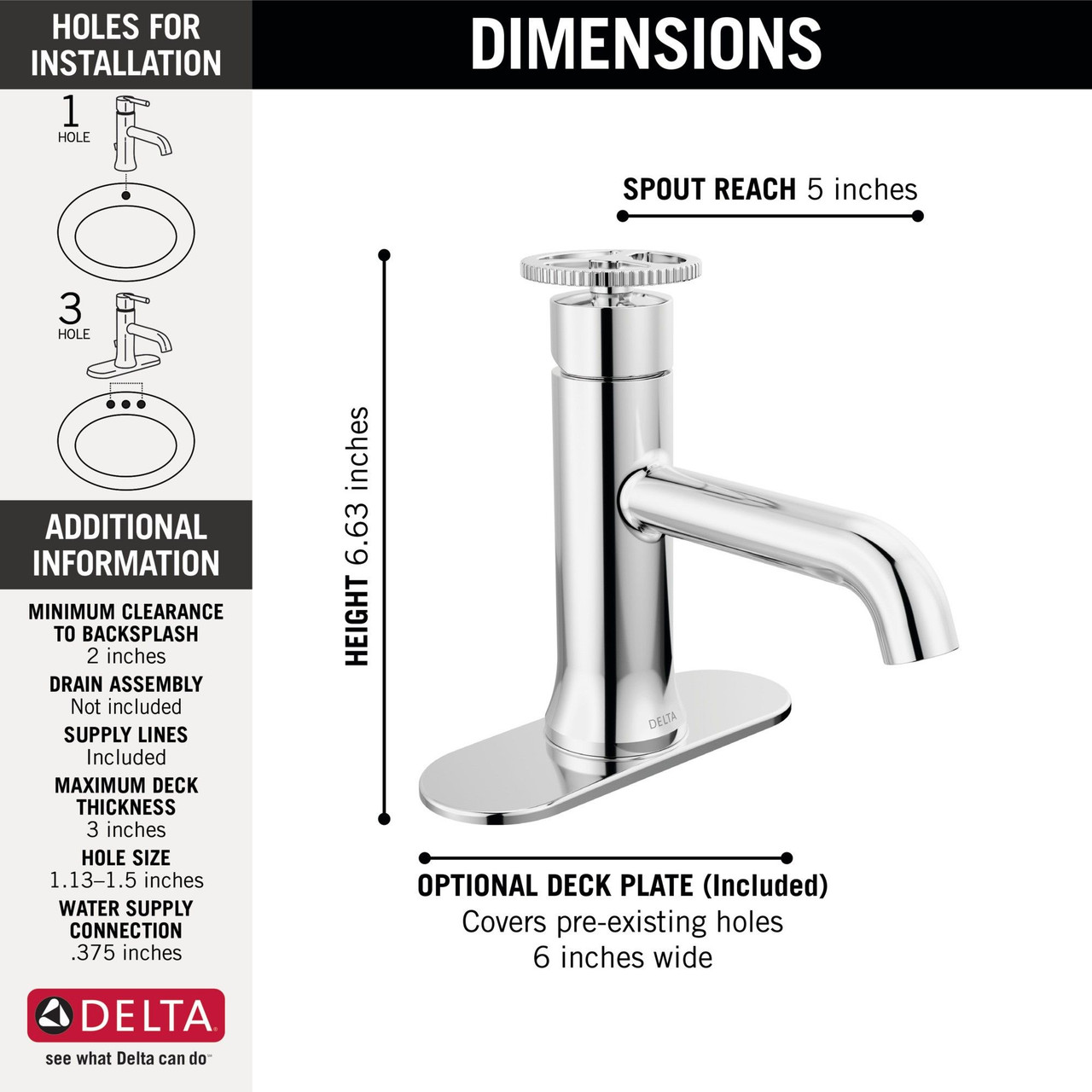 Delta 558-LPU-DST Trinsic Single Handle Bathroom Faucet, Chrome